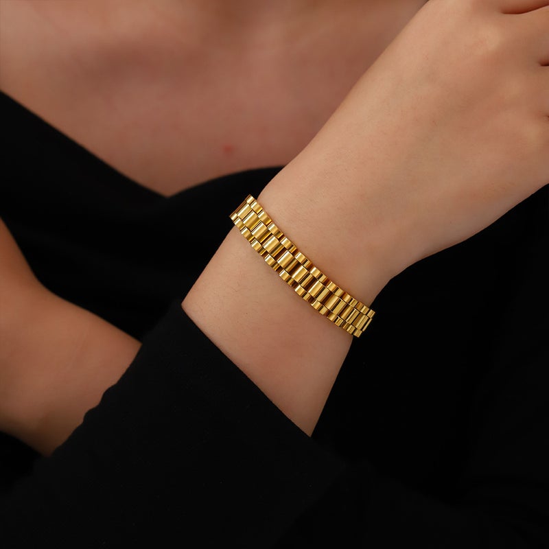 Ins Fashion Popular Elegant Bracelet Stainless Steel Business Style Watch Chain Adjustable Hand Jewelry Titanium Steel Watch Chain - Image 4